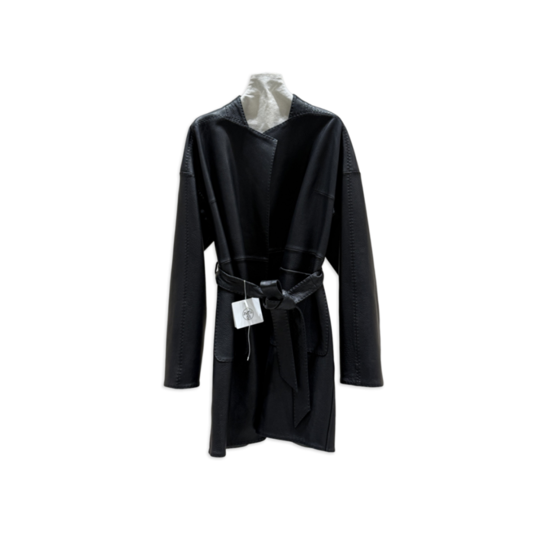 H**me5 mid-length leather coat